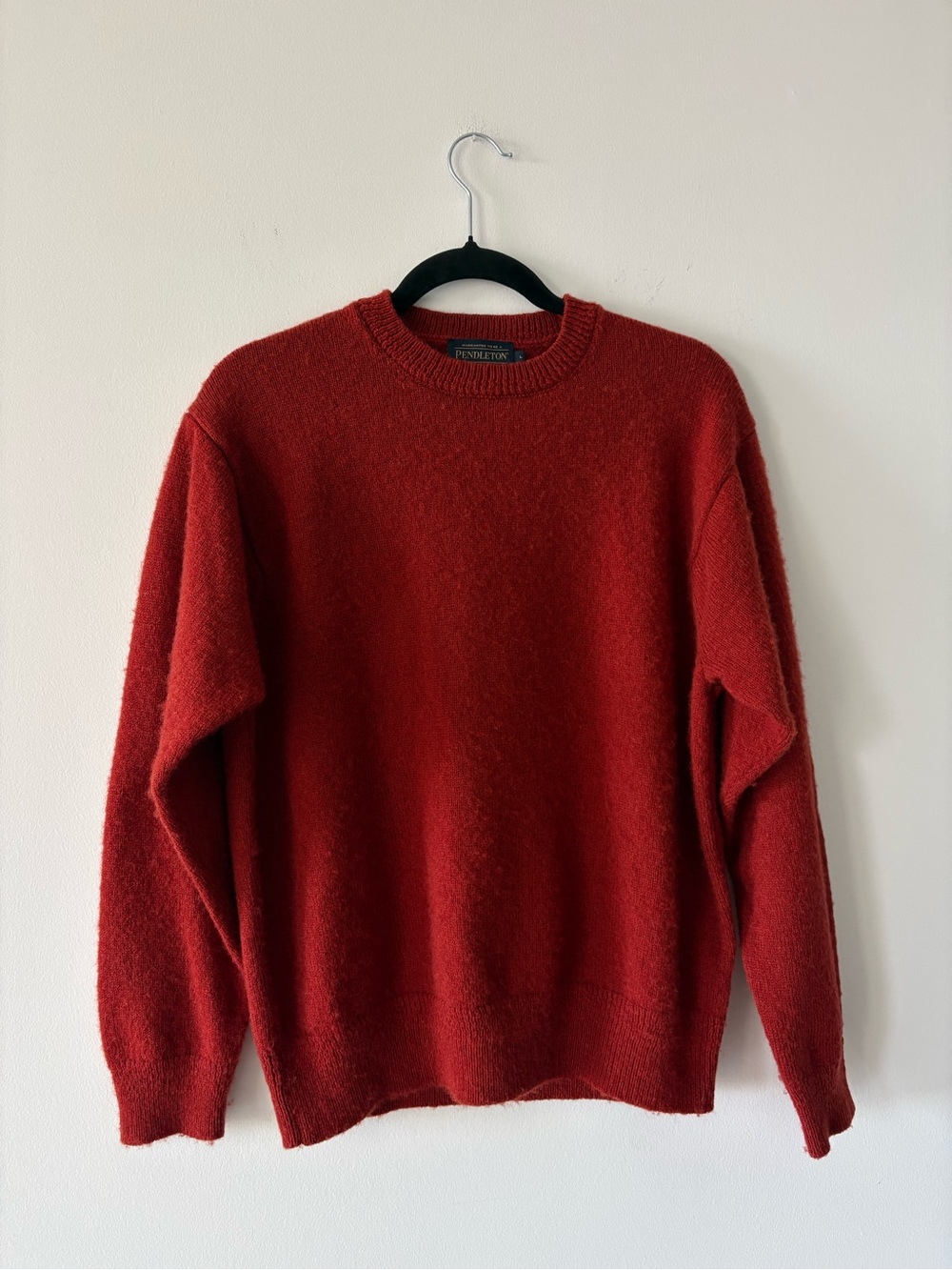 Pendleton Washable Wool Men's Rust Burnt Orange Crewneck Sweater L